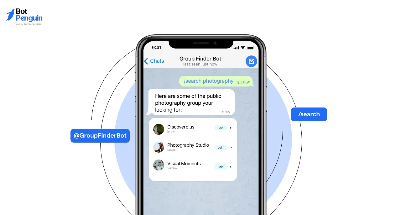 Telegram Group Finder Bot (@GroupFinderBot)