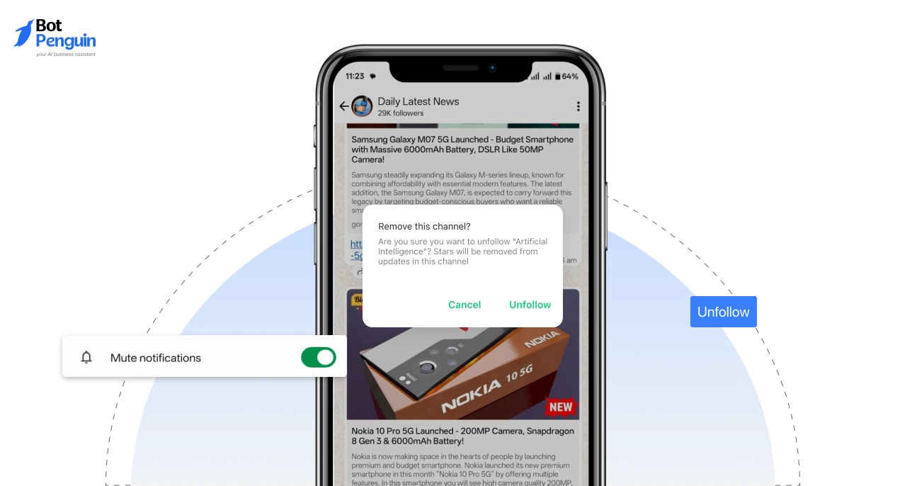 Unfollow or Mute a Channel