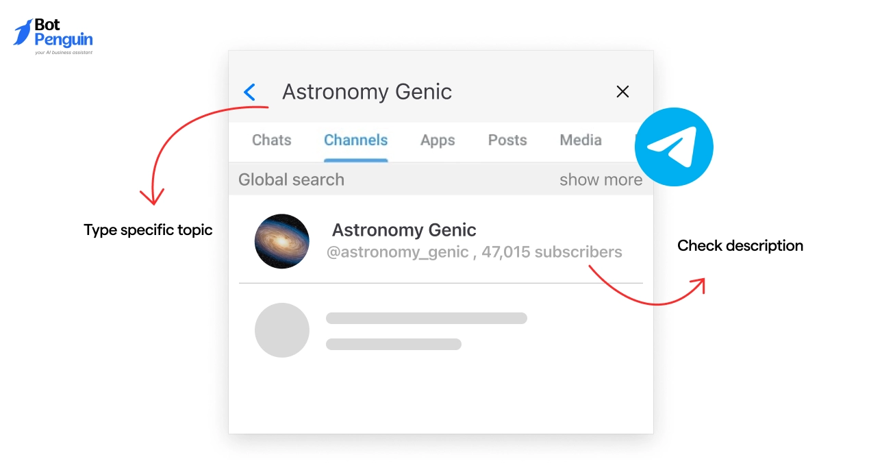 Searching Telegram Channels by Name or Topic