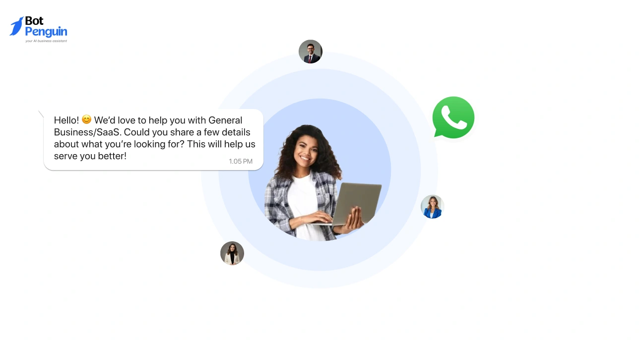 WhatsApp message asking customers for details to qualify leads and provide better personalized support.