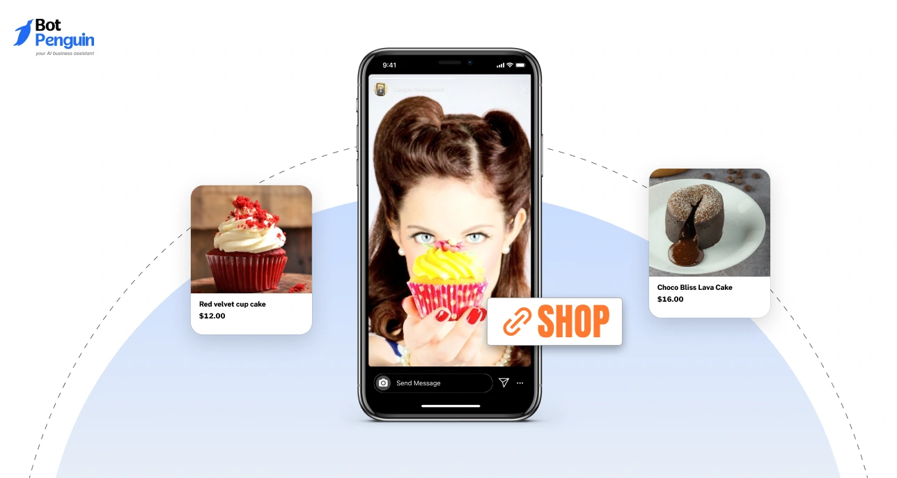 Instagram shop example showing product listings with pricing and shop button integrated within Instagram posts for seamless shopping experience.