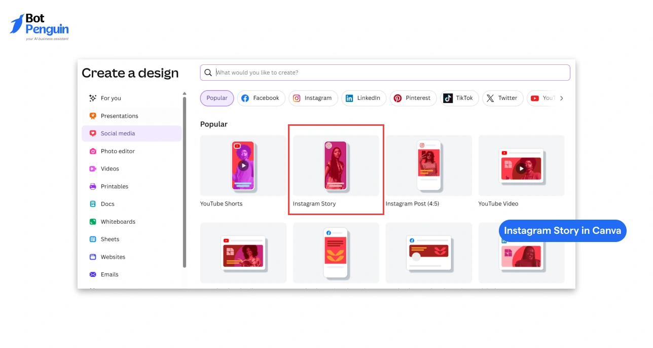 Creating Instagram story poll design using Canva interface
