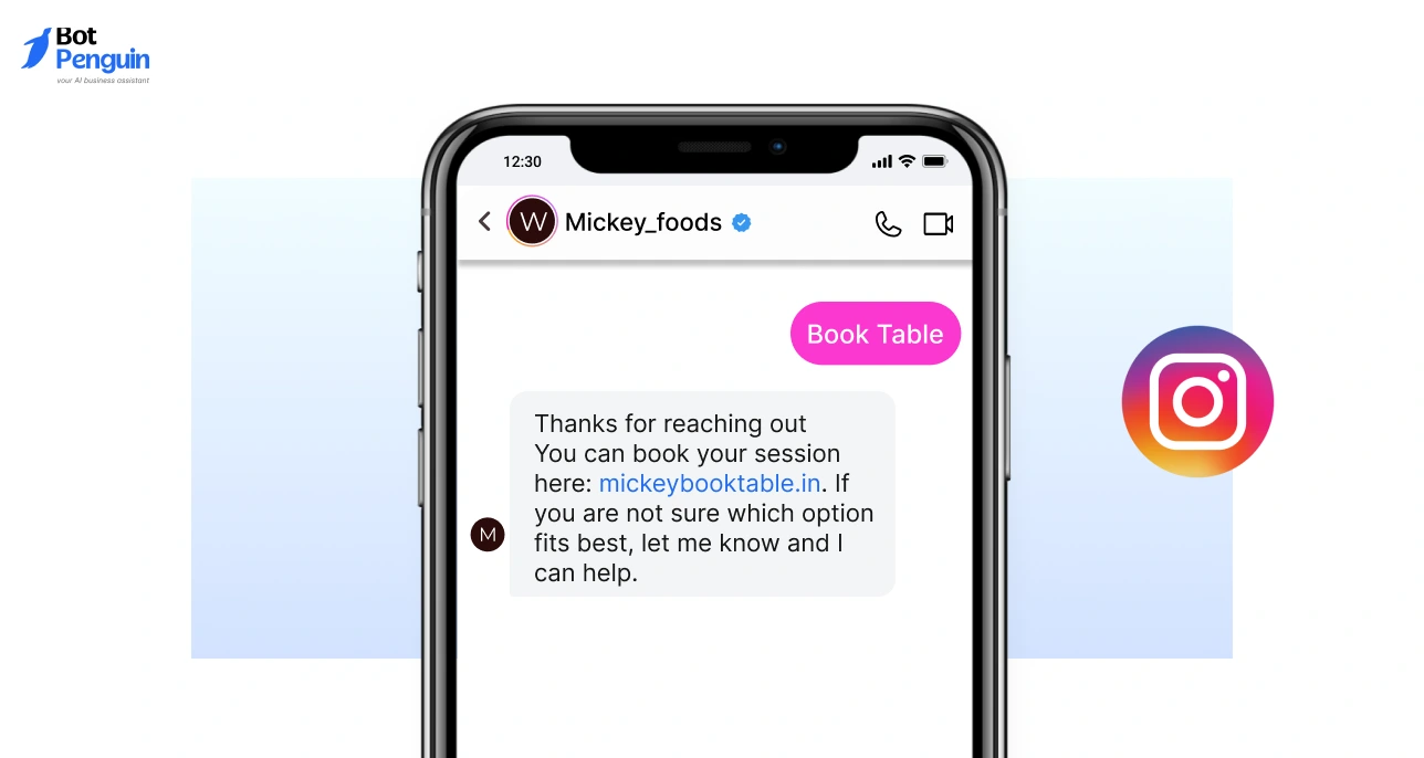 Instagram auto reply message for booking or appointment confirmation