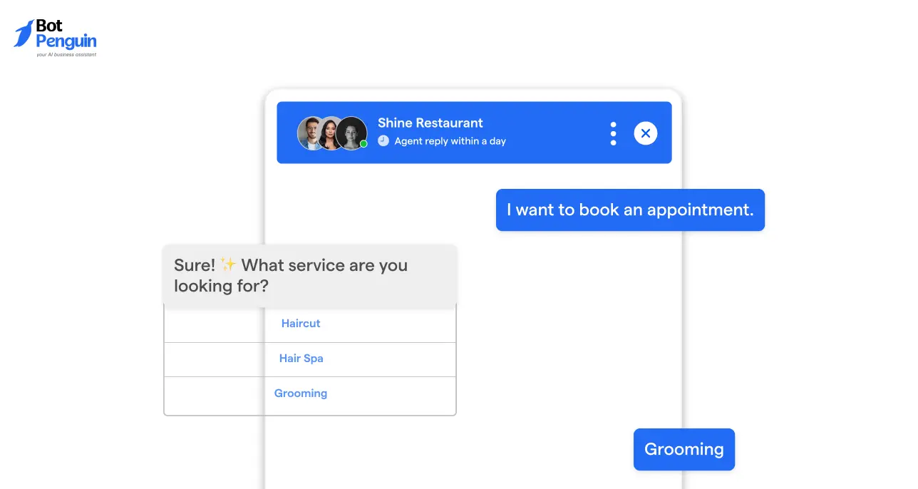 AI chatbot booking appointment for salon services via Instagram DM