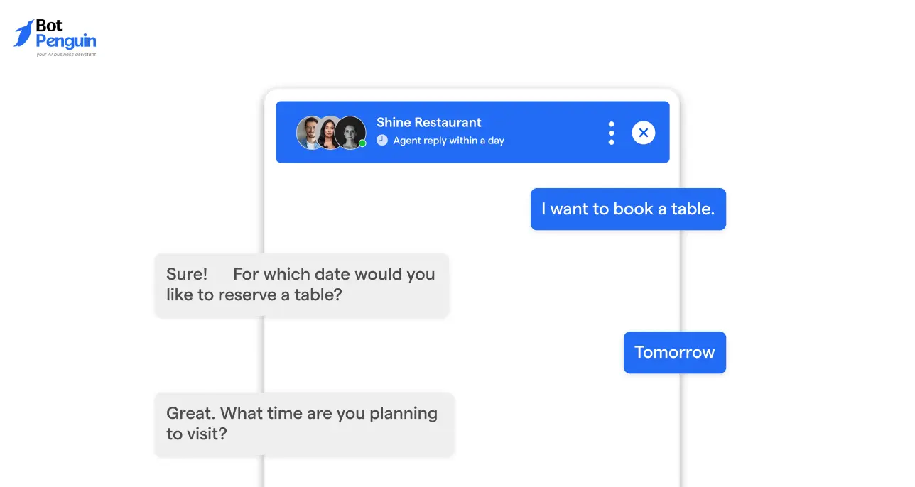 Instagram chatbot handling restaurant table booking conversation
