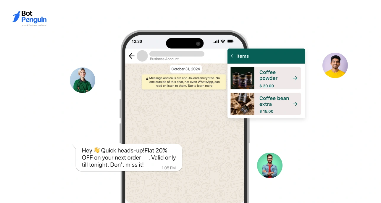 WhatsApp bulk message campaign with product catalog and discount offer