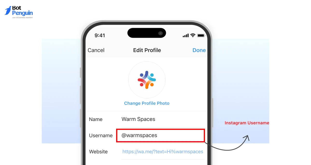 Business Instagram profile showing a clean and professional username idea for brands and creators.