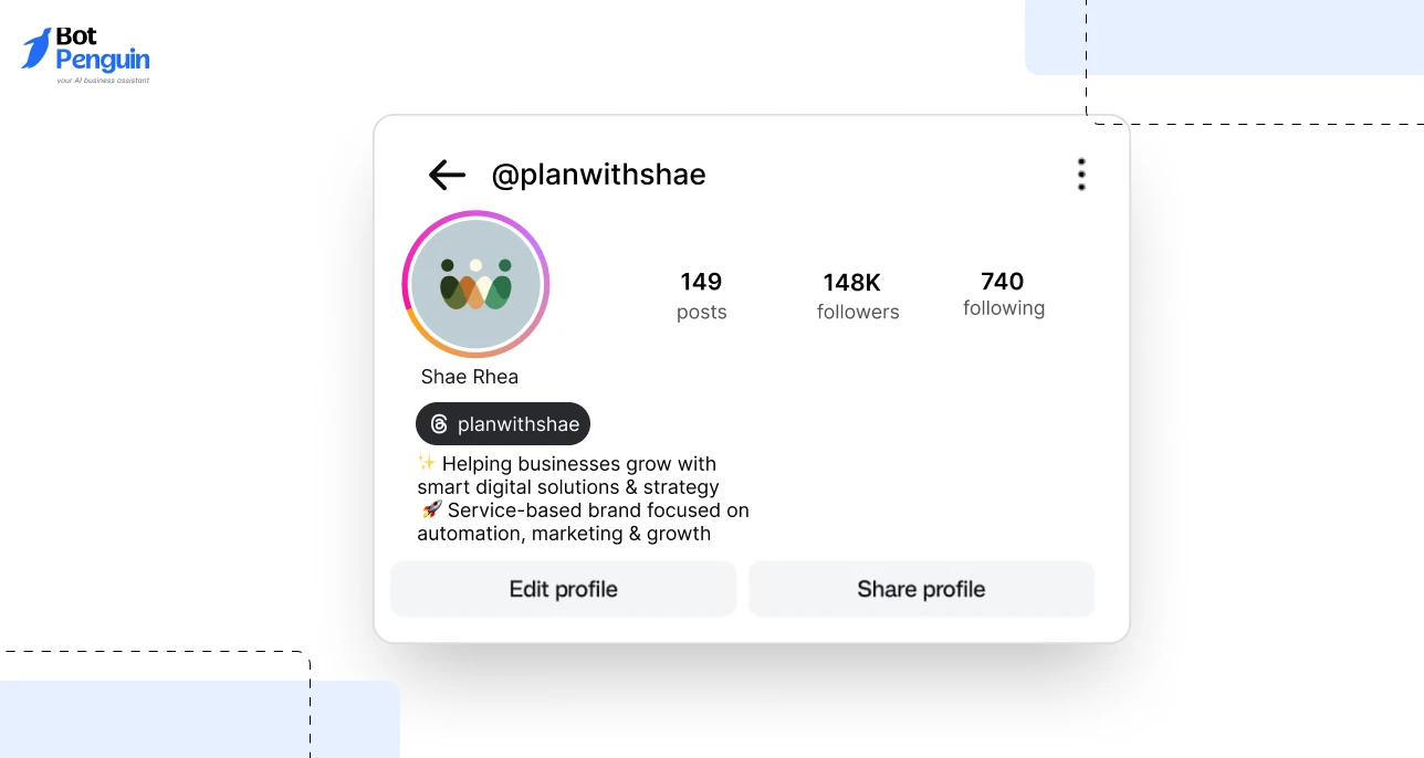 Instagram business profile example with a memorable service-based username for marketing and branding inspiration.