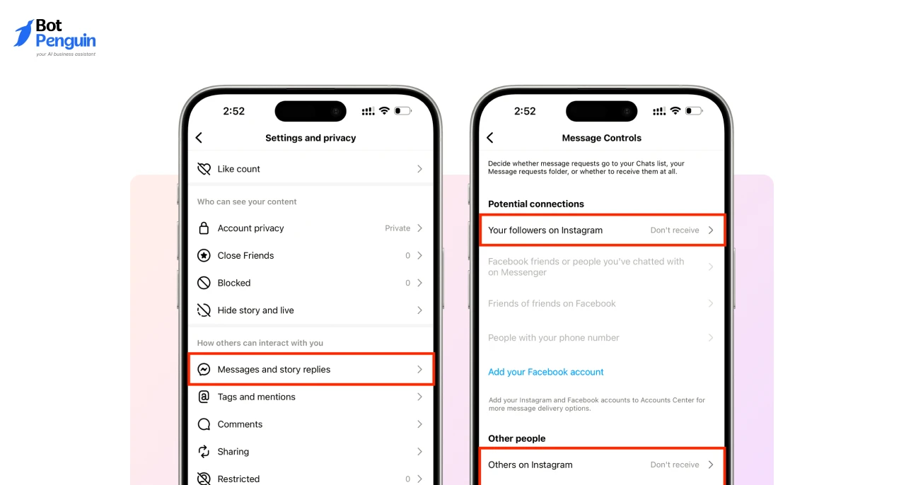 Instagram message controls to disable DM requests from followers and strangers
