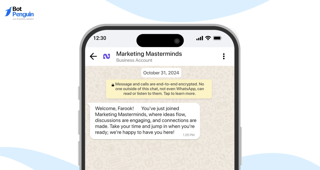 WhatsApp group welcome message for marketing community members
