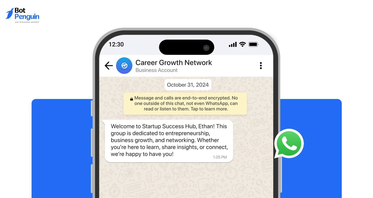 WhatsApp group message explaining the purpose of the community