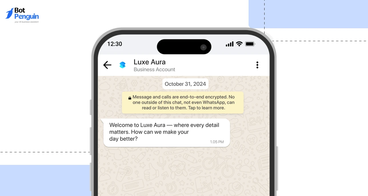 Luxury brand WhatsApp welcome message example for premium customer experience