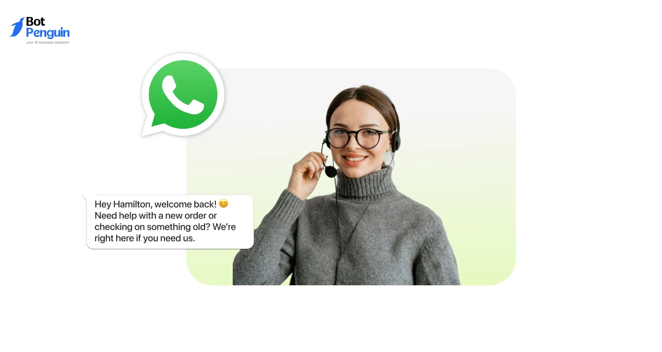 Personalized WhatsApp welcome back message for returning customers