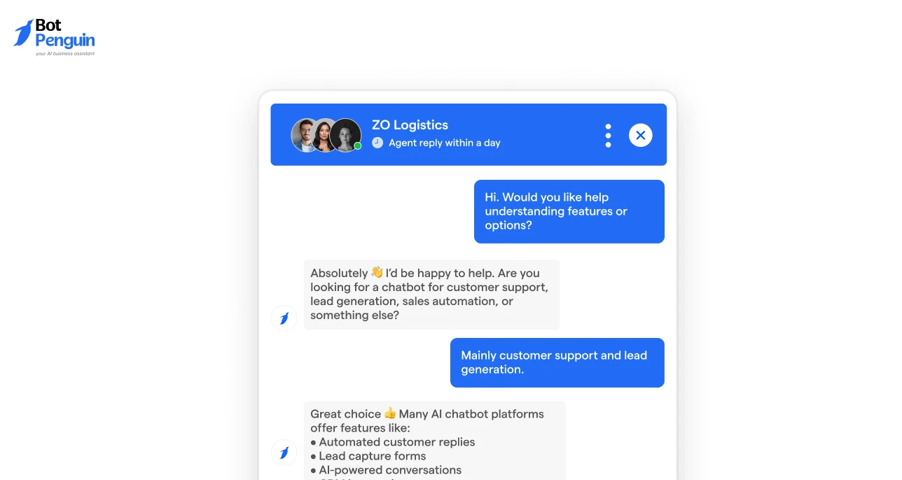 Sales-focused live chat welcome message example for lead generation