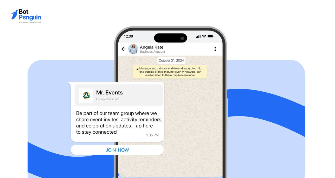 WhatsApp group invitation template for team updates and event reminders