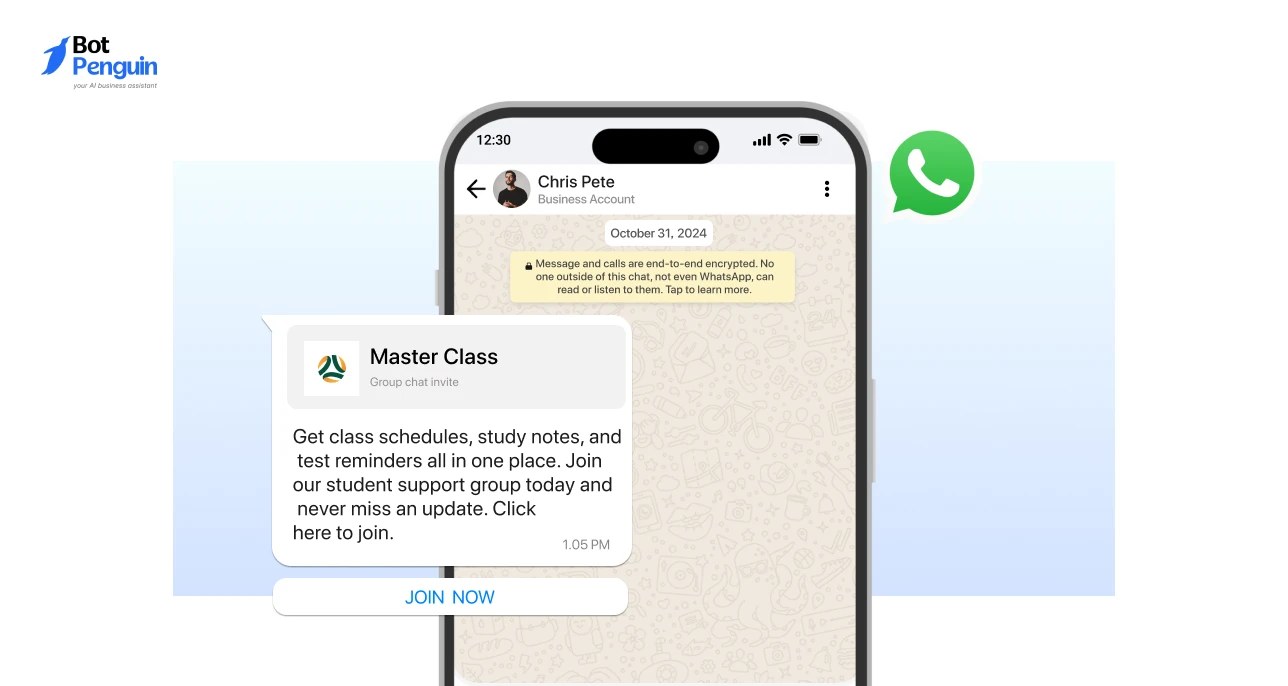WhatsApp group invitation message example for coaching classes and student support