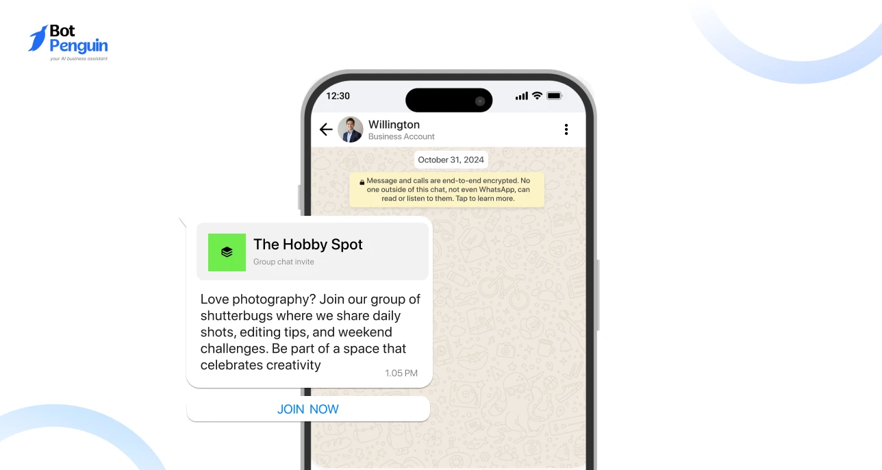 Creative WhatsApp group invitation message for hobby and interest communities