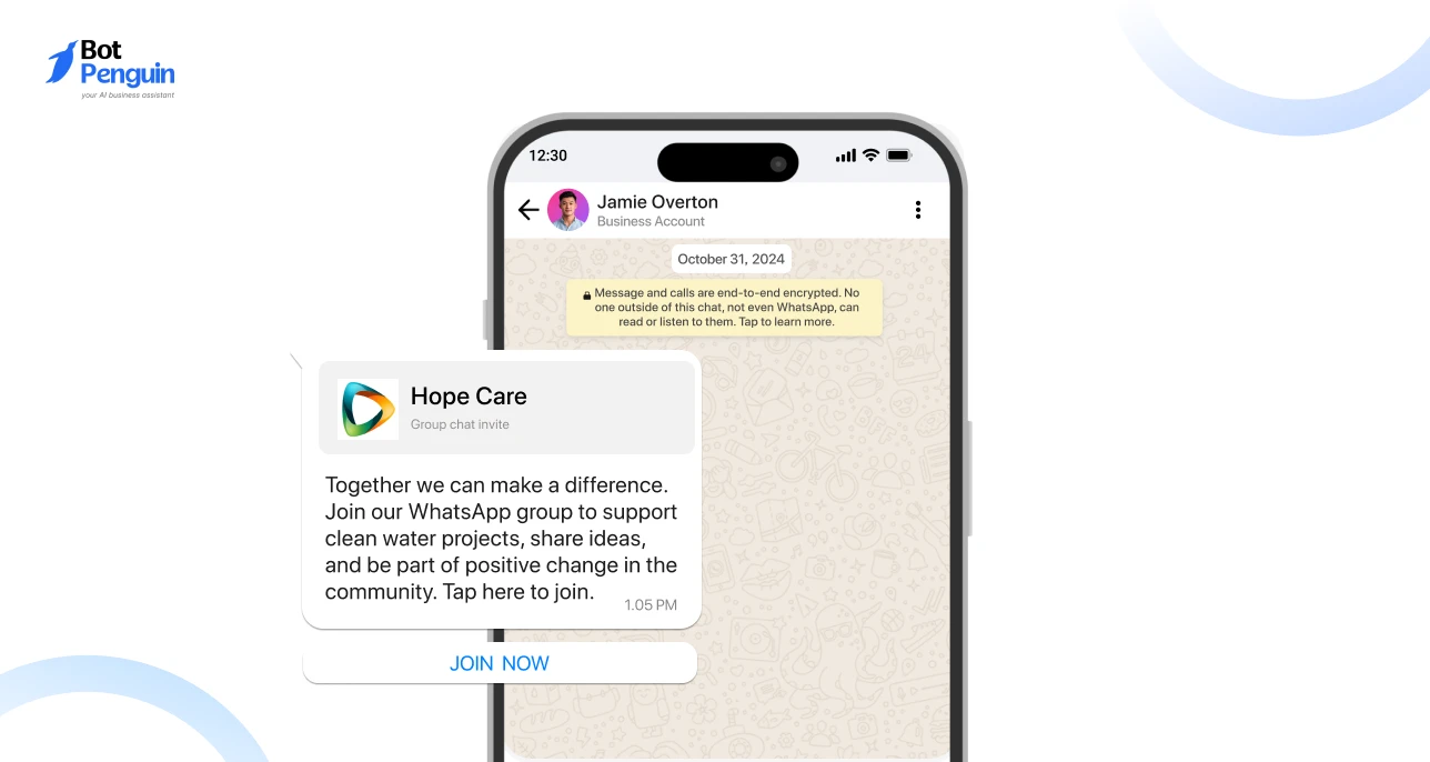 WhatsApp group invitation example for NGO campaigns and social cause communities