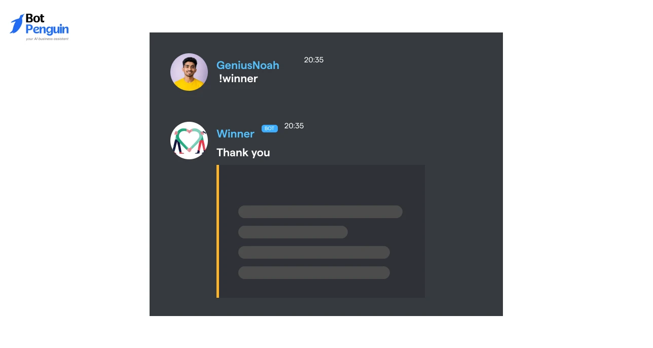 Nightbot !winner command example for selecting giveaway winners in Twitch chat