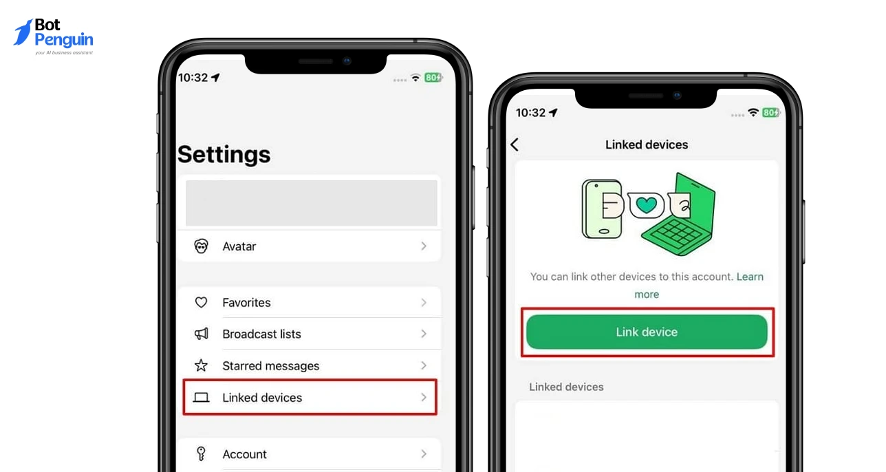 How to link devices in WhatsApp clone app setup using multi-device support