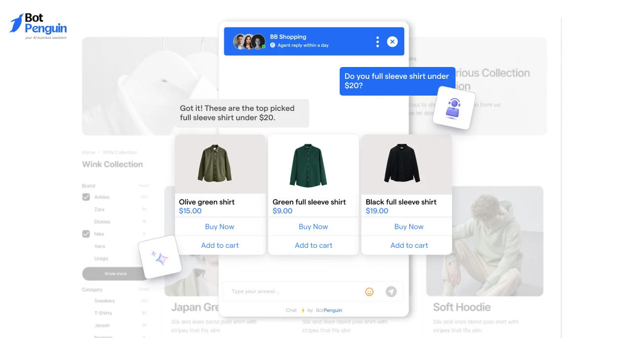 Ecommerce customer service chatbot helping shoppers find products, answer queries, and improve online shopping experiences