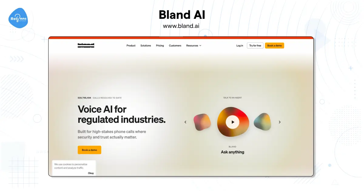 Bland AI Homepage Screenshot 