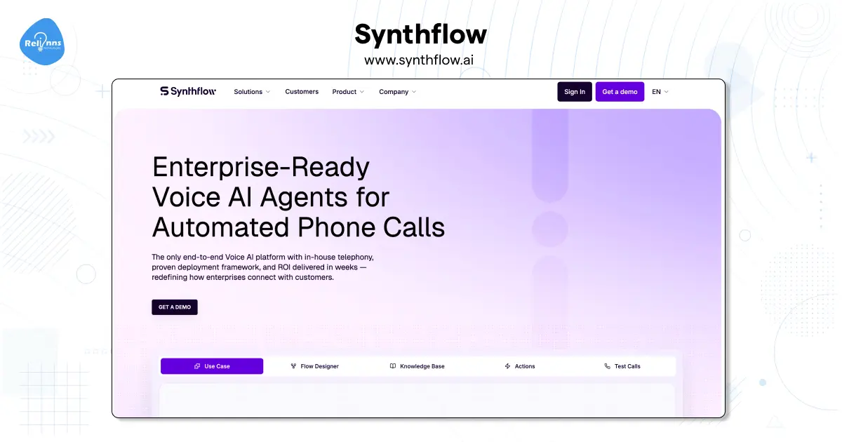 Synthflow Homepage Screenshot 