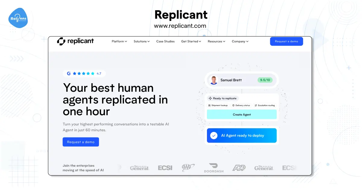 Replicant Homepage Screenshot 
