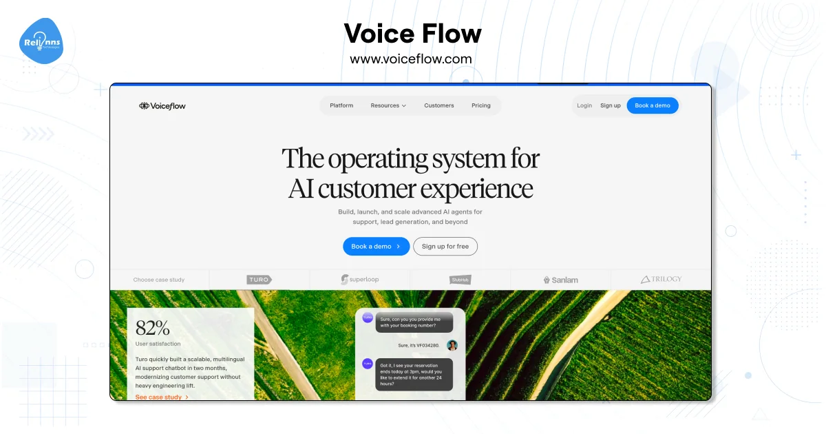 Voice Flow Homepage Screenshot 
